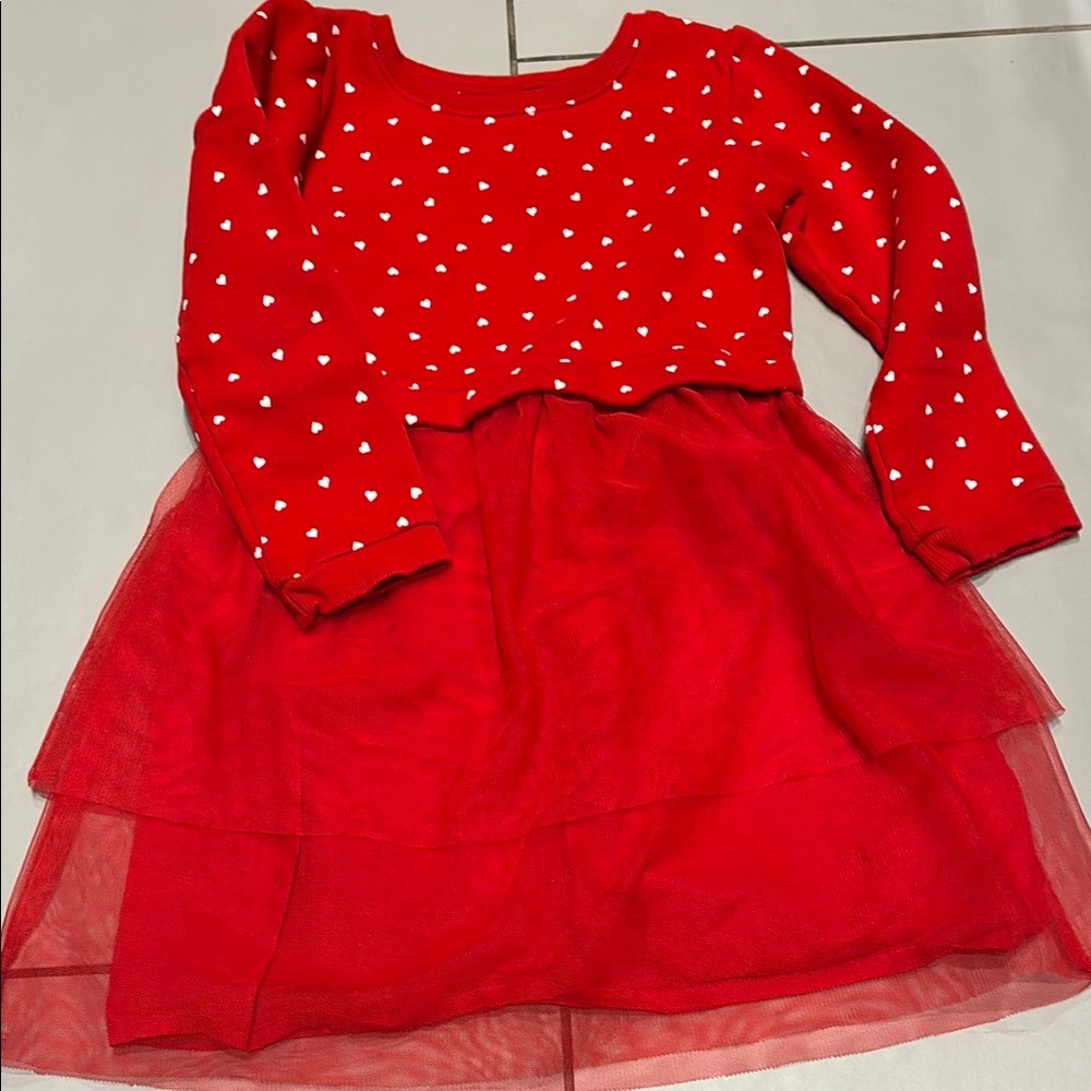 Red Heart Patterned Dress